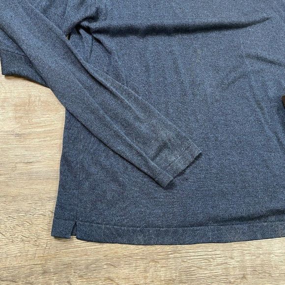 Vintage Joseph Abboud Sweater Blue Solid Knit Long Sleeve Pullover Henley Mens - Picture 2 of 8